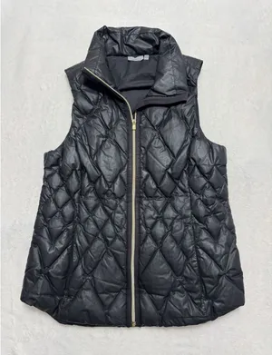 Athleta Womens Quilted Puffer Vest Full Zip Minimalist Black Size M thumbnail 1