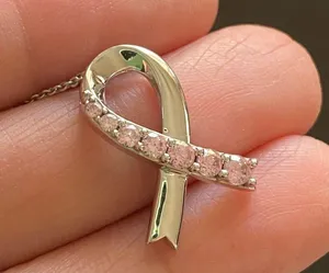 SAI 925 Pink Ribbon Cancer Sterling Silver 18” Necklace thumbnail 13