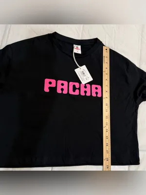 PACHA Black Crop Tee with Pink Logo Size S thumbnail 7
