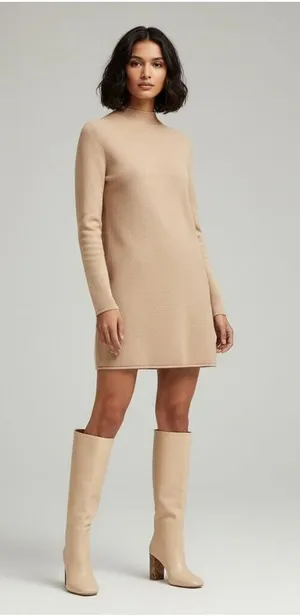 MANGO Cream Leather Knee High Boots, animal print 8.5 Office Siren, Minimalist thumbnail 1