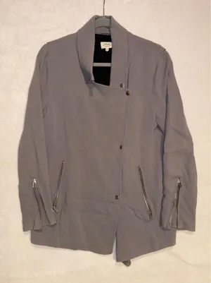 Wilfred Aritzia‎ Gray Mayet crepe moto Jacket Asymmetrical Snap Zipper Cuff thumbnail 1
