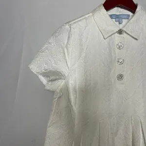 Hill House Rosalind White Jacquard Rhinestone Button Collar Mini Dress XS thumbnail 6