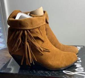 Sam Edelman Cocoa Suede Fringe ankle boots size 6.5‎ thumbnail 1