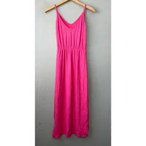 Bright Pink Tank Dress Size S Ribbed Knit Strappy Summer Dopamine Beach Resort thumbnail 4