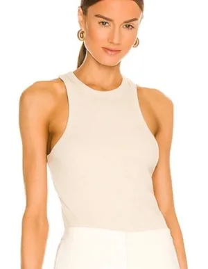 Anine Bing Eva Fitted Tank Top in Taupe Sz L thumbnail 1
