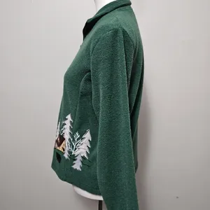 Vintage Mandal Bay Evergreen Cabin‎ Applique ¼ Zip Fleece Top Size Small thumbnail 5