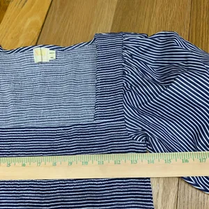 Nation LTD Womens Navy White Striped Pima Cotton Puff Sleeve Square Neck‎ Top S thumbnail 2