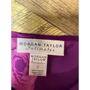 Vtg 90s Morgan Taylor‎ Purple Floral Mini Slip Dress Size S Satin Y2K Lingerie thumbnail 4