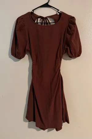 Cupshe Brown Puff-Sleeve Mini Dress thumbnail 1