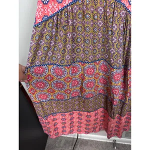 Maeve Anthropologie Eder Tiered Maxi Dress Womens 4 Medallion Boho Puff Sleeve thumbnail 5