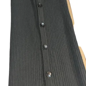 Olivaceous Black Ribbed Textured Long Sleeve Button Front Maxi Dress Women Sz S thumbnail 5