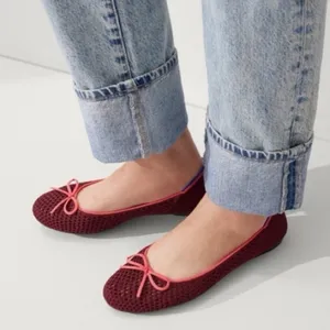 Rothy's Women's The Ballet Flat With Bows in Berry‎ Mesh 7.5 thumbnail 1