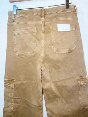 Risen Love You A Latte Mocha High Rise Cargo Wide Leg Jeans New thumbnail 8