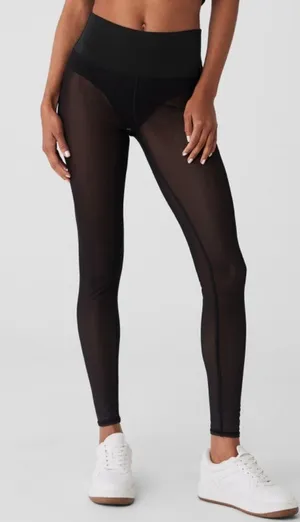 Alo Airlift Mesh High-Waist Track Star Leggings Black Sheer See-Through Hi-Rise thumbnail 1