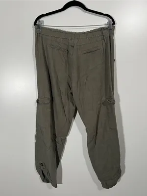Vintage Petites Linen Blend Cargo Pants Green Size Petite Large thumbnail 2