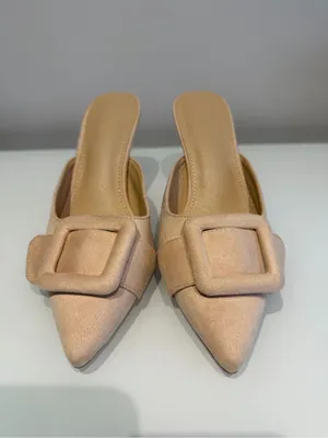 Amazon Suede Pointed Toe Buckle Heels thumbnail 2