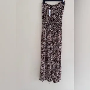 Simplee Belted Leopard Wide Leg Tube Jumpsuit thumbnail 8