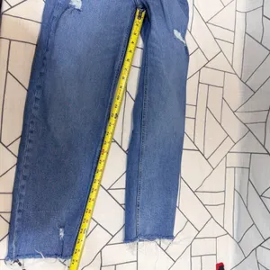 Old Navy Sky-Hi Straight Jeans 4 Blue‎ Distressed Raw Hem Extra High Rise thumbnail 6