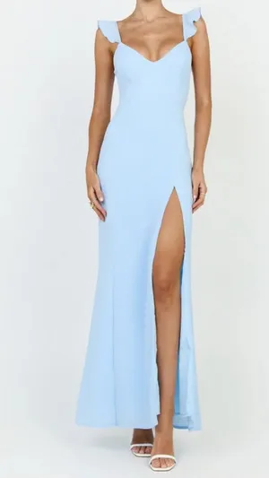 New Showpo Ligjr Blue Maxi Thigh Slit Dress thumbnail 1