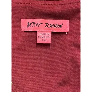 Betsey Johnson XXL Babydoll Burgundy Floral Bell Sleeve Mesh Mini Dress Boho Y2K thumbnail 4