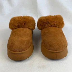 Streetwear Society Brown‎ Faux Fur Platform Slides Mules Slippers Womens 6 Chunky Cozy Retro thumbnail 4