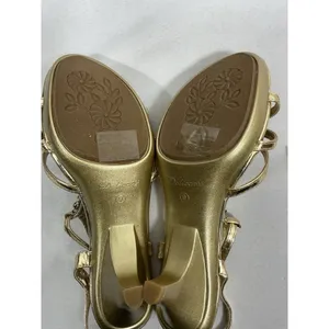 Womans New Delicacy Slingback Open Toe Dressy Sandals 9 Gold thumbnail 6
