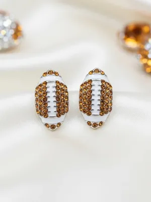Pave Football Stud Earrings Gold thumbnail 2