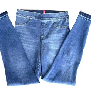 Spanx Jean-ish Ankle Leggings Medium Indigo Distressed Raw‎ Hem Tall Large L/G thumbnail 3