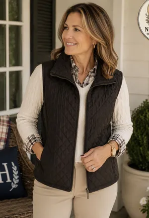 Weatherproof Vintage Quilted Vest Size XL ~ Brown Diamond Quilted Full Zip ~ Fall‎ Layering thumbnail 1