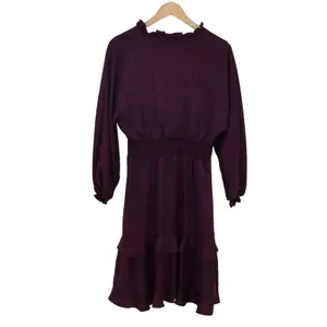 Emma & Michele Dress Womens M Purple Jacquard Ruffle Smocked Excellent thumbnail 4