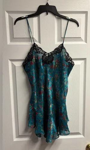 Victoria’s Secret Vintage Gold Label Floral Nighty W/ Lace And Rosette Medium thumbnail 1