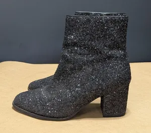 Corkys Razzle Dazzle Black Glitter Ankle Booties Heeled Boots Womens 8 Hey Girl thumbnail 3