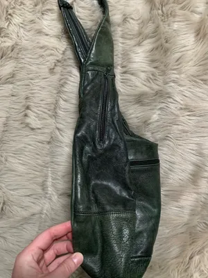 Dark green leather hobo shoulder bag purse thumbnail 4