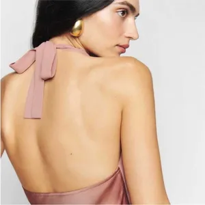 Reformation silk midi halter dress thumbnail 4