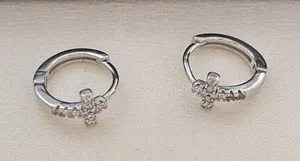 13mm Cross Hoop Earrings for Men Women Streetwear Punk Hip Hop Unisex Earrings thumbnail 1