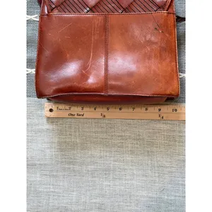 Vintage Brown Woven Leather Etienne Aigner Boho Purse Handbag thumbnail 5