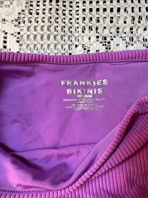 Frankie’s Bikinis Vibrant Purple Ribbed Cheeky‎ High Waist Bottom thumbnail 2