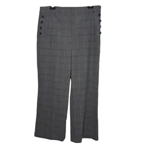 Loft High Rise Wide Leg Gray‎ Sailor Plaid Pants Womens 12 Academia Preppy Office NEW thumbnail 4