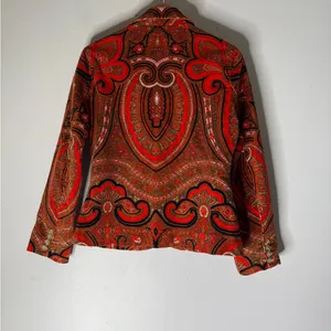 Isaac Mizrahi For Target Red Paisley Corduroy Blazer Jacket Women’s Size‎ M Boho thumbnail 2