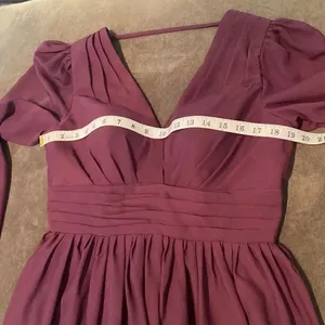 Women’s Purple Chiffon Full Length Dress with Corset Back Leg Slit Size M thumbnail 10