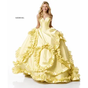 Sherri Hill 51578 Yellow Taffeta Ball Gown Size 4 NWT thumbnail 2