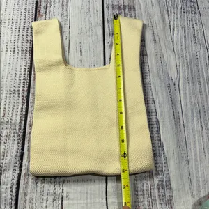 Reusable Mesh Net Grocery Tote Bags Beige thumbnail 2