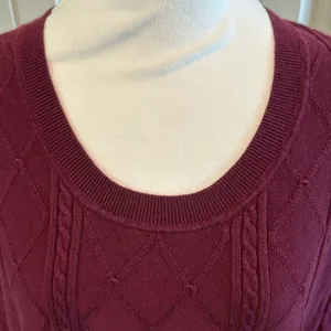 Banana Republic XL Burgundy Scoopneck Cable Knit‎ Sweater thumbnail 3