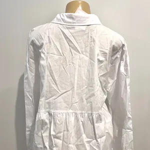New Mazik Mini Shirtdress Sz M White Long Sleeves Cotton Dress thumbnail 2