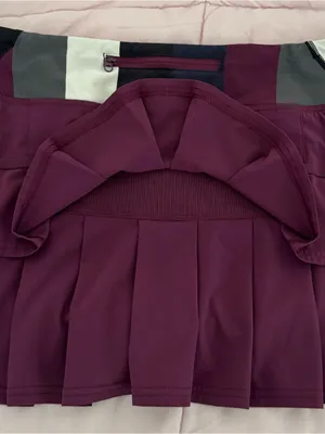 lululemon Run Pace Setter Skirt skort in plum pow stripe, size 8 pleated back thumbnail 13