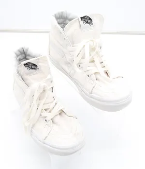 Vans Sk8-Hi High Top Sneakers Off White Canvas Skate Shoes Womens 6.5 thumbnail 1