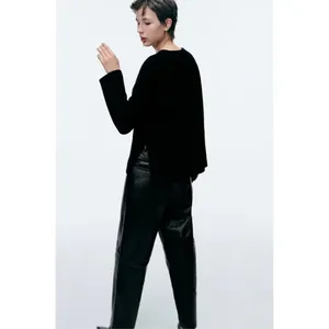 ZARA Wool Blend Solid‎ Black Shaker Knit Pullover Sweater Minimalist Medium thumbnail 10