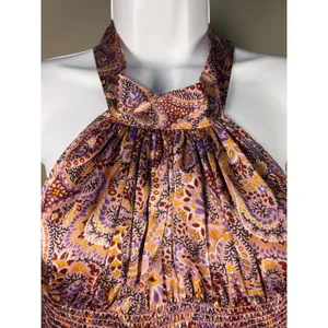 Cinq à Sept Sleeveless Halter Paisley Smocked Peplum Top‎ Boho Chic thumbnail 3