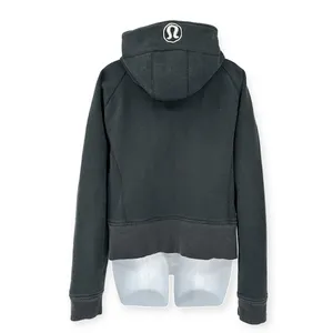 Lululemon | S | RARE Fuzzy White Logo Black Full-Zip Heavyweight Scuba Hoodie thumbnail 4