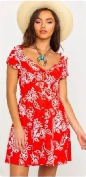 Free People A Thing Called Love Mini Dress‎ Cherry Combo size 0 thumbnail 1